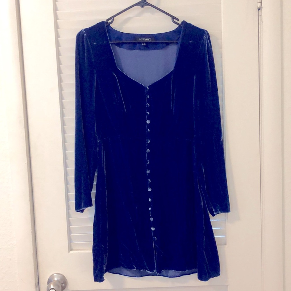 Intermix Royal Blue Velvet Mini Dress
